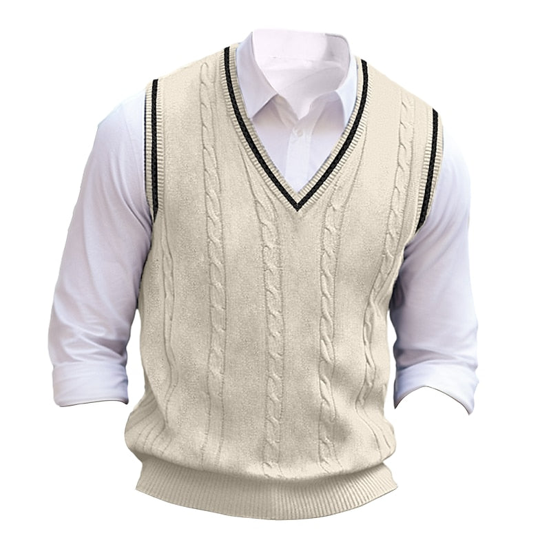 Clive | Cable-Knit V-Neck Sweater Vest