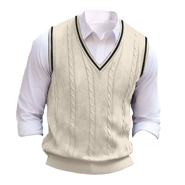 Clive | Cable-Knit V-Neck Sweater Vest