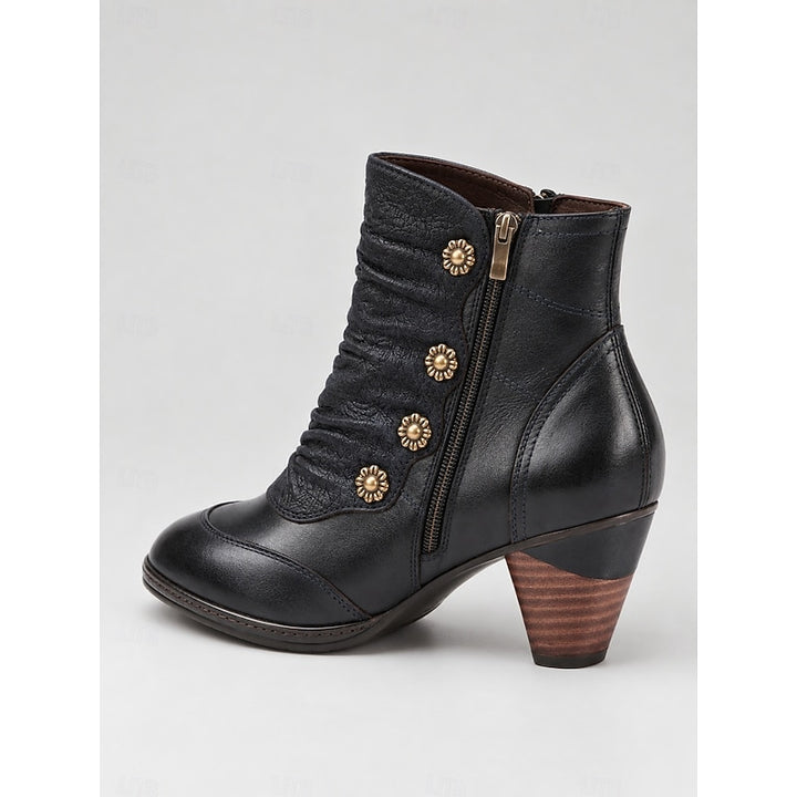 Maisie | Ruched Button Heeled Ankle Boots