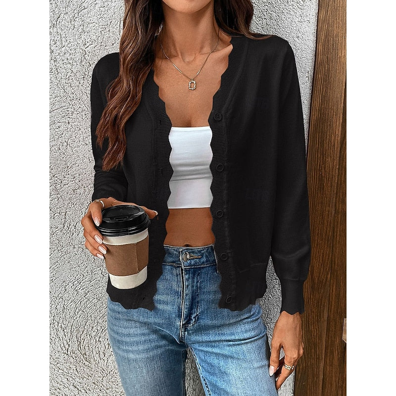 Lettie | Scalloped Button-Front Cardigan