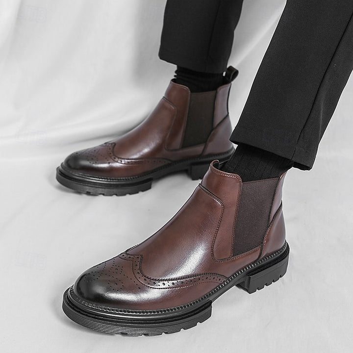 Leonard | Refined Brogue Chelsea Boots