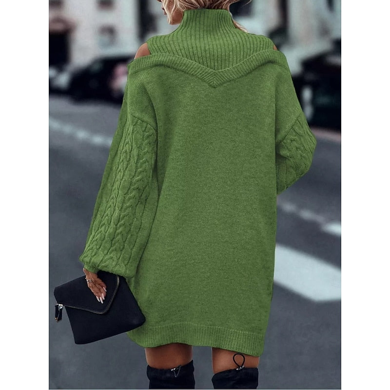 Everly | Cold-Shoulder Turtleneck Sweater Dress