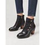 Maisie | Ruched Button Heeled Ankle Boots