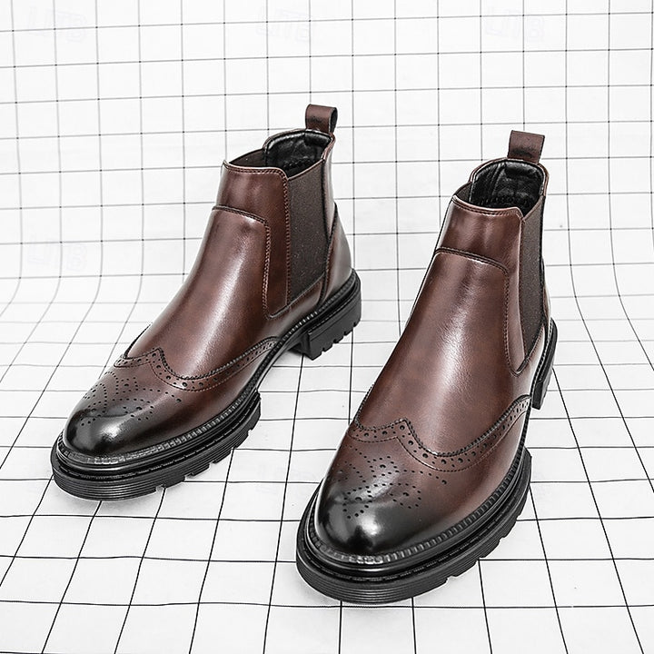 Leonard | Refined Brogue Chelsea Boots