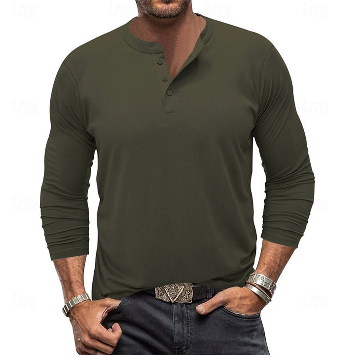 Grant | Classic Button-Neck Henley Shirt