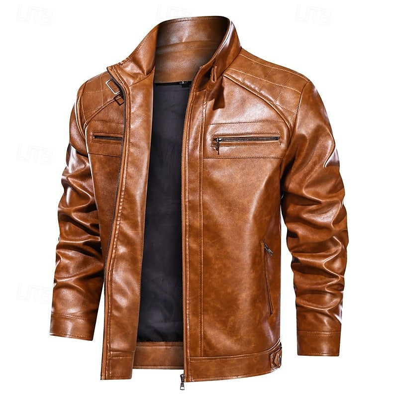 Leon | Classic Stand-Collar Biker Jacket