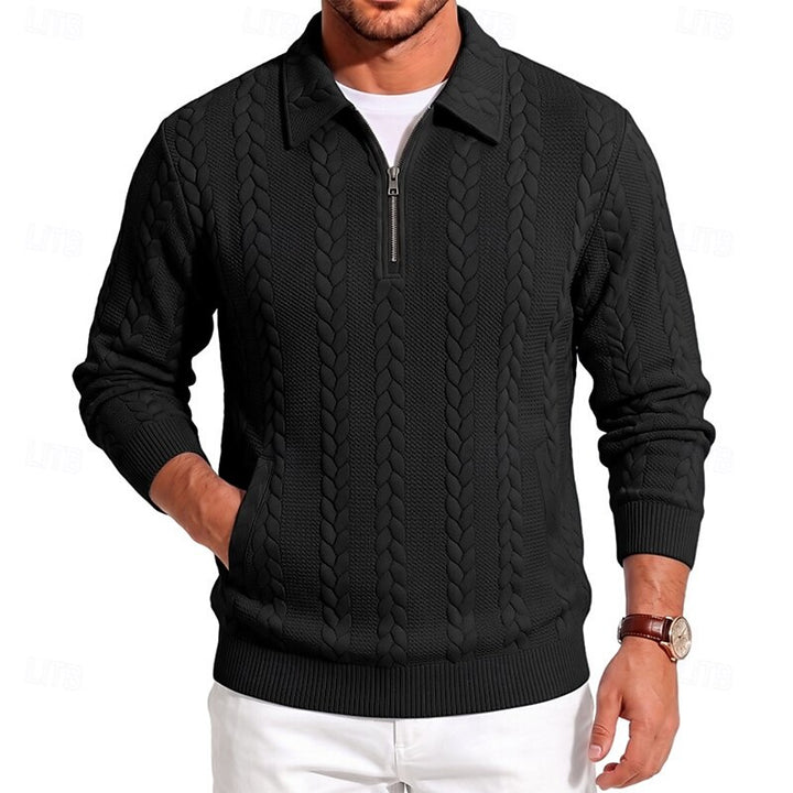 Gordon | Textured Quarter-Zip Polo Jumper