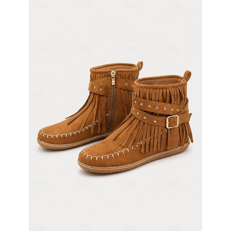 Maren | Fringed Western Ankle Boots