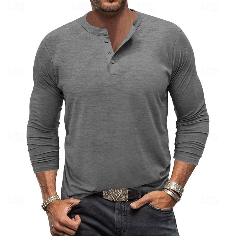 Grant | Classic Button-Neck Henley Shirt