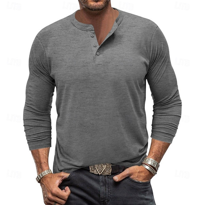 Grant | Classic Button-Neck Henley Shirt