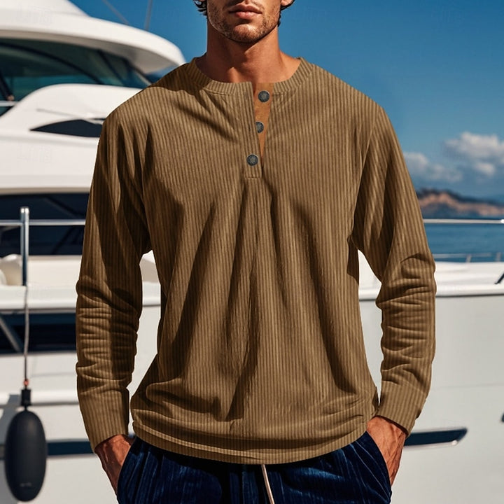 Foster | Ribbed Long-Sleeve Henley Shirt
