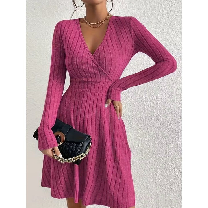 Aurelia | Ribbed Wrap-Front A-Line Dress