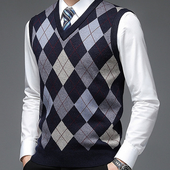 Sheldon | Argyle V-Neck Vest