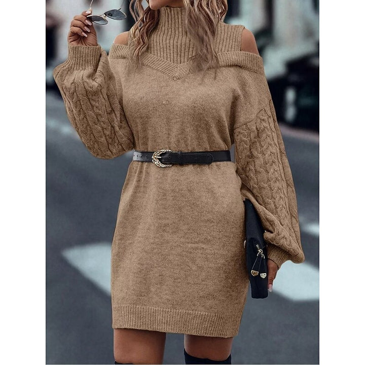 Everly | Cold-Shoulder Turtleneck Sweater Dress