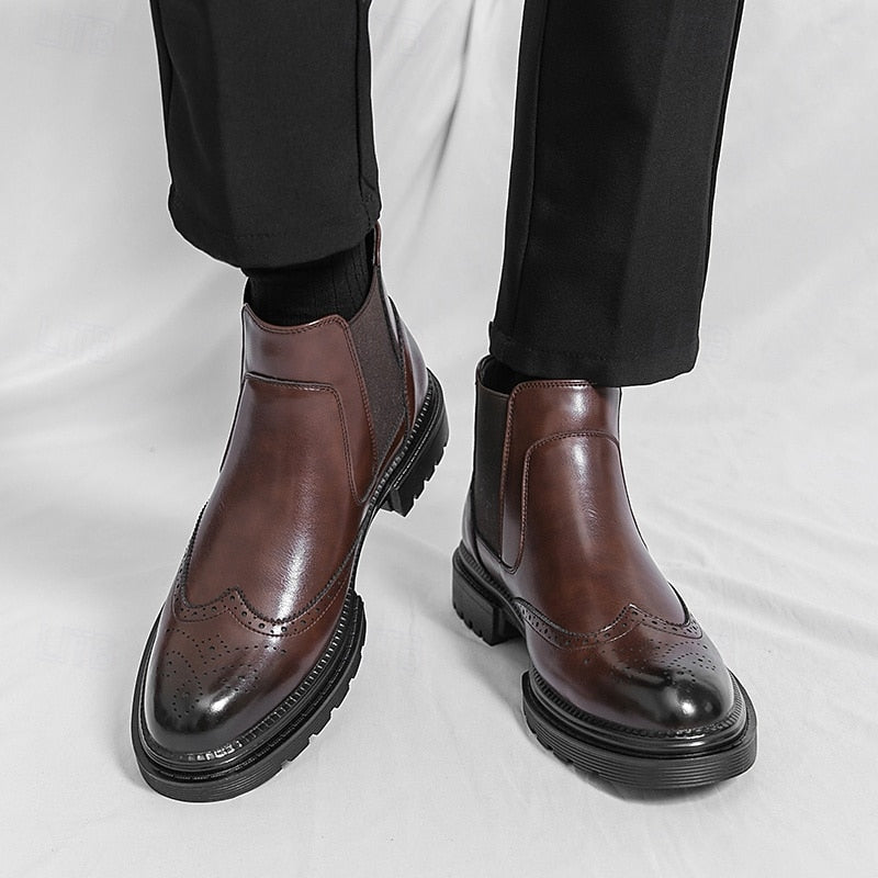 Leonard | Refined Brogue Chelsea Boots