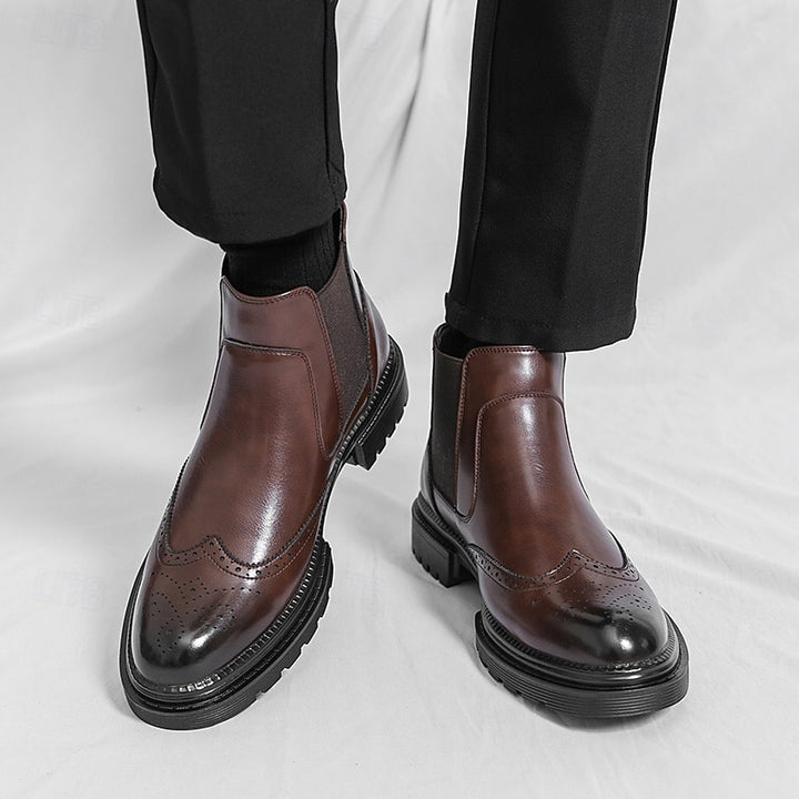 Leonard | Refined Brogue Chelsea Boots