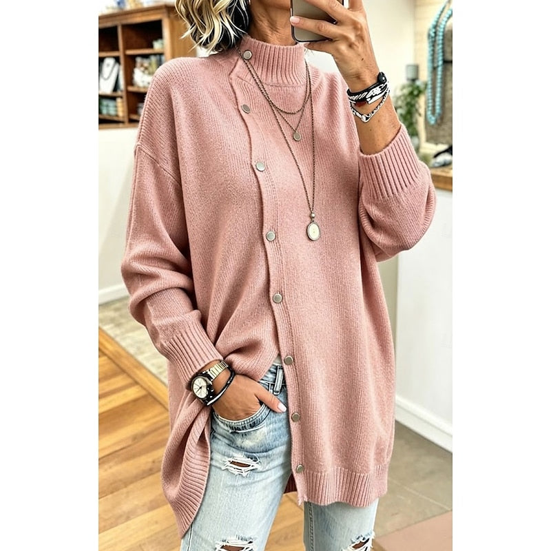 Annalise | Longline Button Turtleneck Sweater