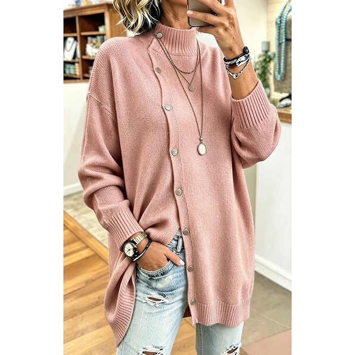 Annalise | Longline Button Turtleneck Sweater