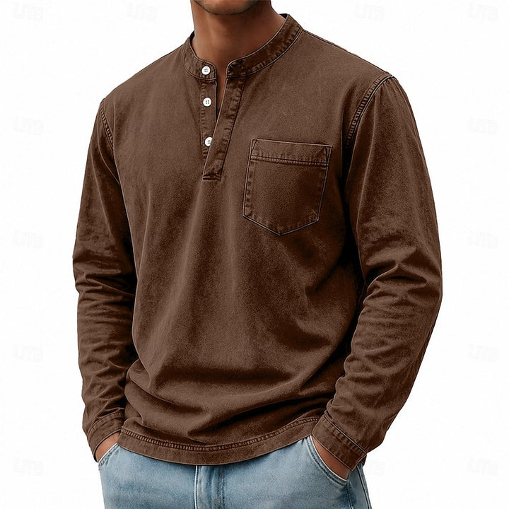Theodore | Vintage-Wash Long Sleeve Henley Shirt