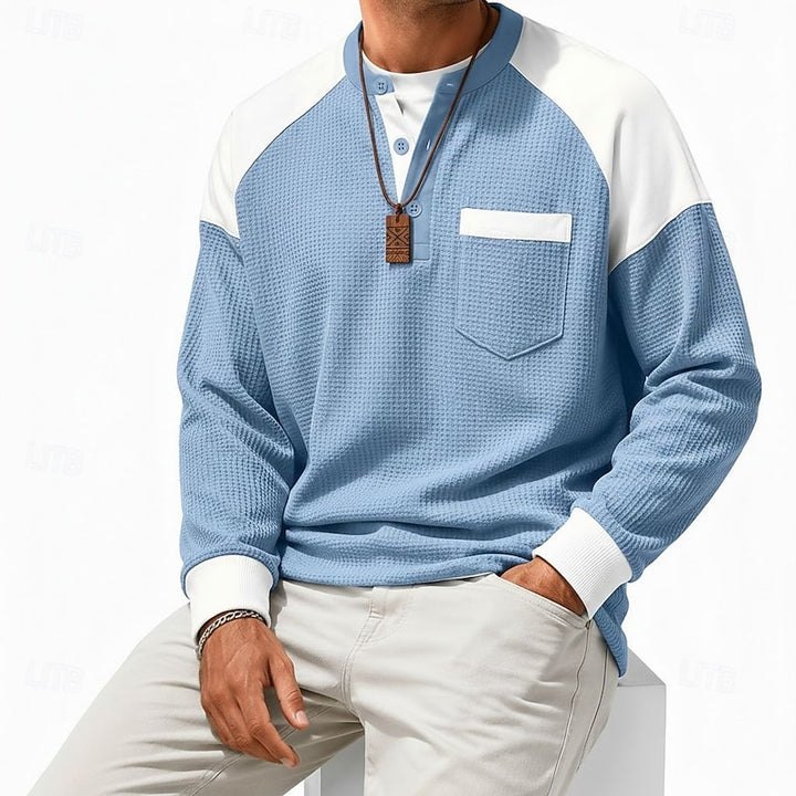 Ashton | Textured Long-Sleeve Henley Shirt
