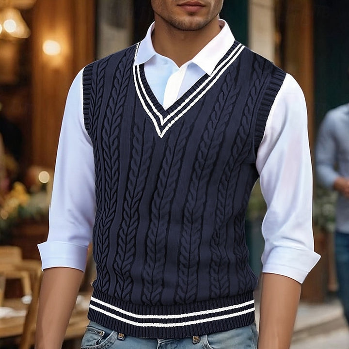 Percy | Cable-Knit V-Neck Sweater Vest