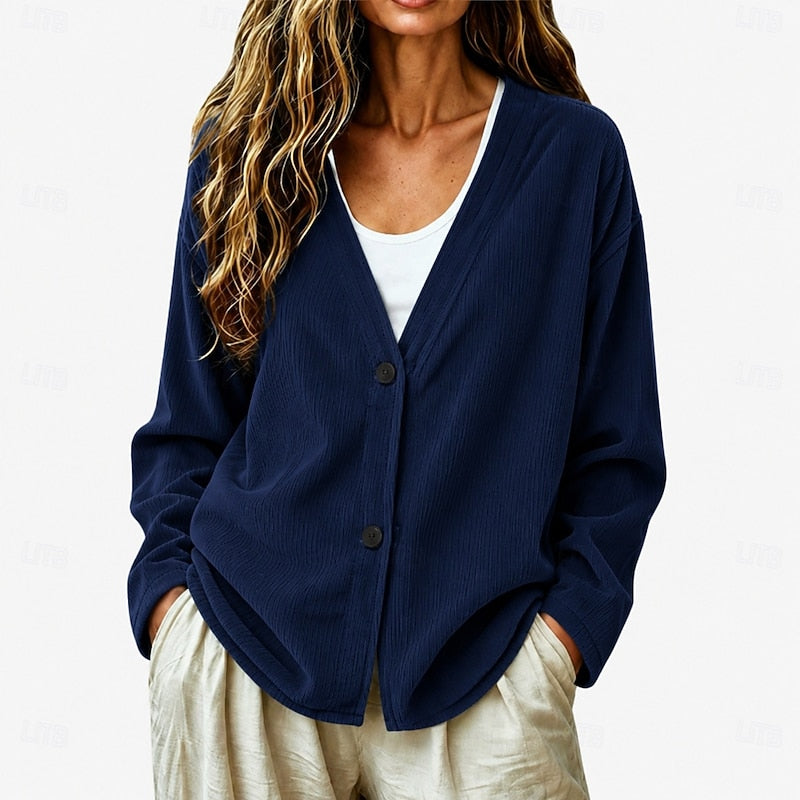 Miriam | Relaxed Button-Front V-Neck Cardigan