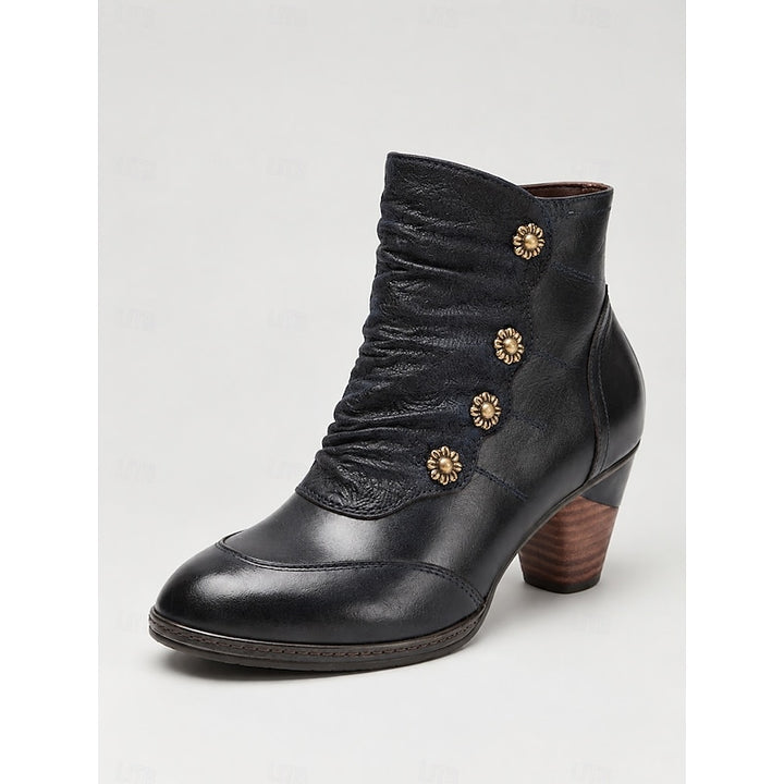 Maisie | Ruched Button Heeled Ankle Boots