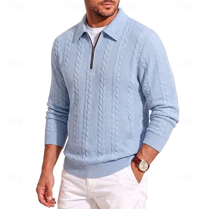 Gordon | Textured Quarter-Zip Polo Jumper