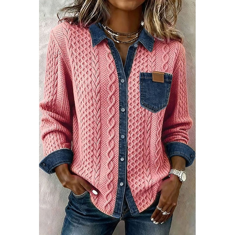 Genevieve | Textured Panel Button-Up Shirt