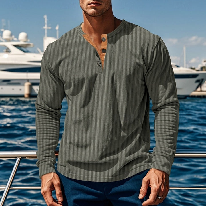 Foster | Ribbed Long-Sleeve Henley Shirt