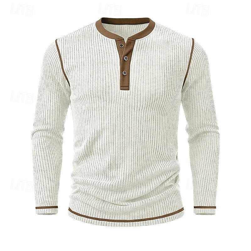 Owen | Ribbed Long-Sleeve Henley Shirt
