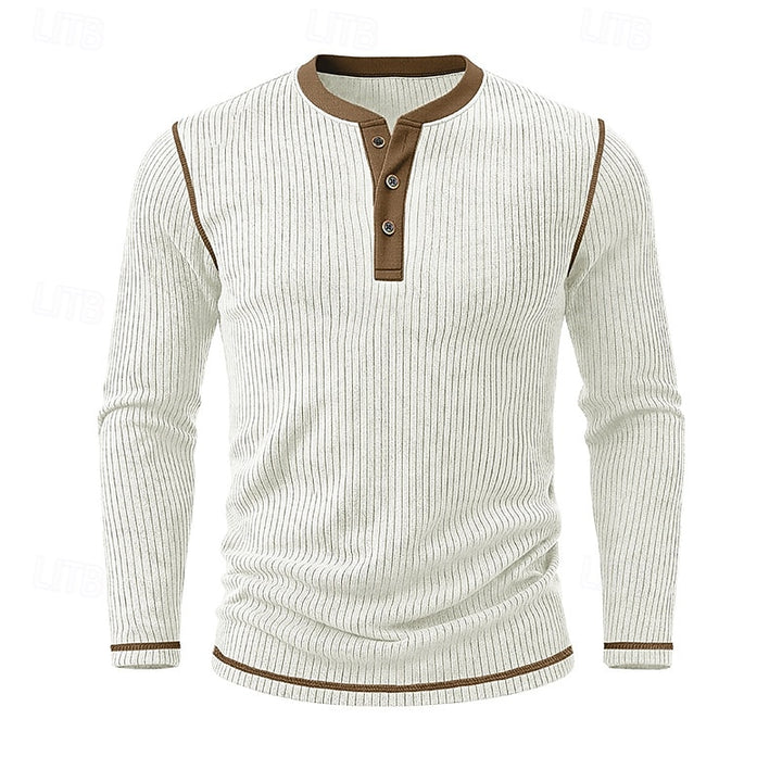 Owen | Ribbed Long-Sleeve Henley Shirt