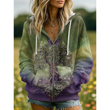 Iris | Nature-Print Zip-Up Hoodie