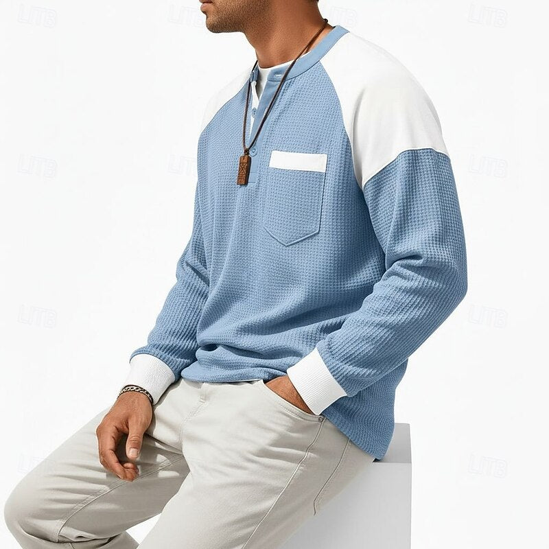 Ashton | Textured Long-Sleeve Henley Shirt