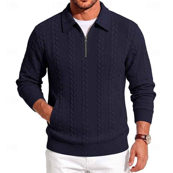 Gordon | Textured Quarter-Zip Polo Jumper