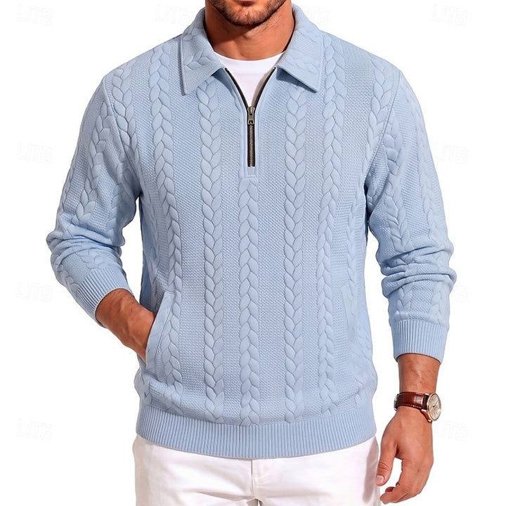 Gordon | Textured Quarter-Zip Polo Jumper