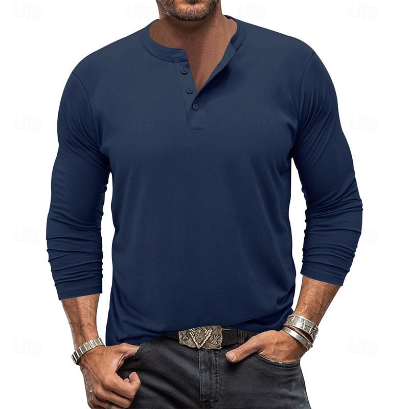 Grant | Classic Button-Neck Henley Shirt