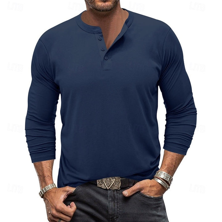 Grant | Classic Button-Neck Henley Shirt