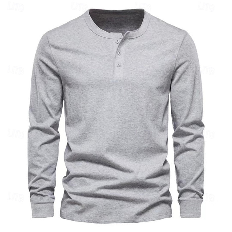 Grant | Classic Button-Neck Henley Shirt