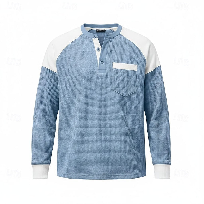 Ashton | Textured Long-Sleeve Henley Shirt