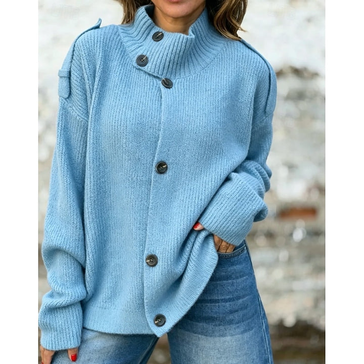 Isla | Button-Front Stand Collar Cardigan