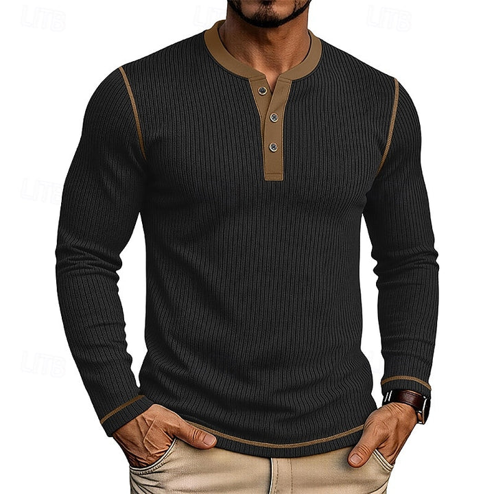 Owen | Ribbed Long-Sleeve Henley Shirt