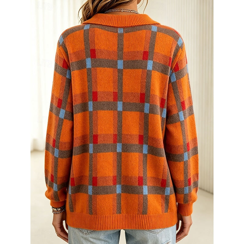 Lorraine | Checked Button-Front Cardigan