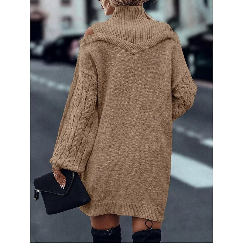 Everly | Cold-Shoulder Turtleneck Sweater Dress