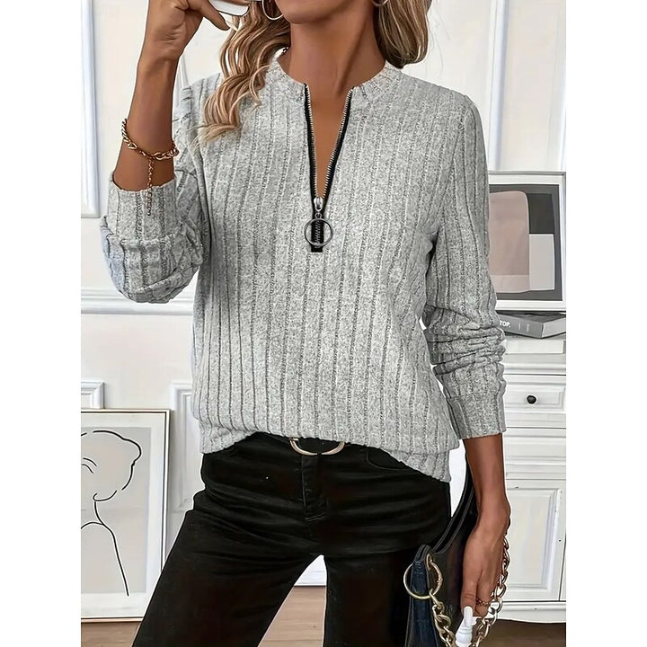 Tamara | Zip-Neck Ribbed Top