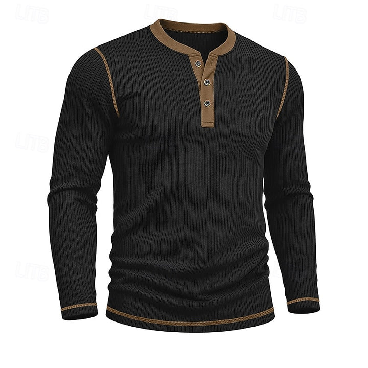 Owen | Ribbed Long-Sleeve Henley Shirt