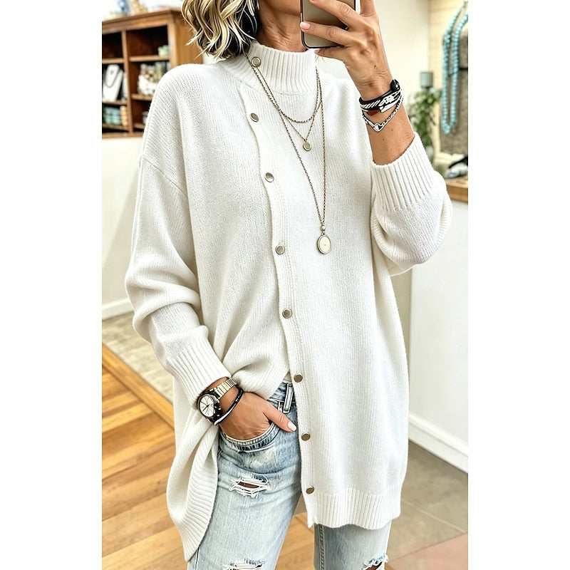 Annalise | Longline Button Turtleneck Sweater