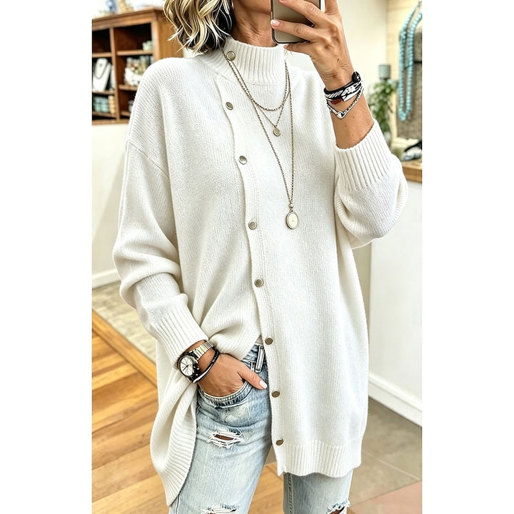 Annalise | Longline Button Turtleneck Sweater