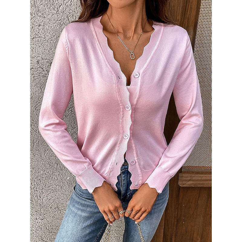 Lettie | Scalloped Button-Front Cardigan