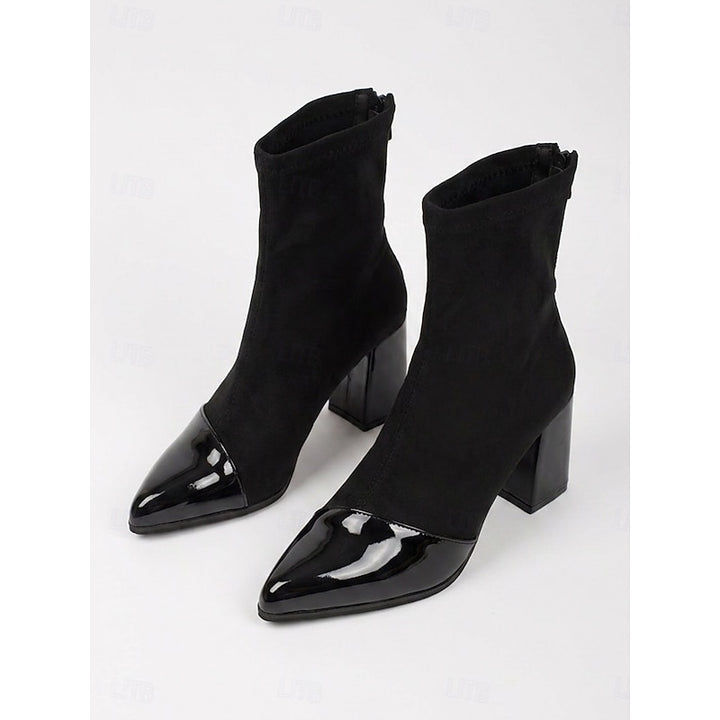 Lucia | Sleek Cap-Toe Chunky Heel Ankle Boots